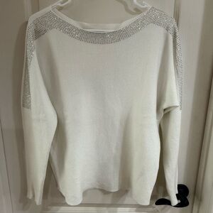 Milano White Top with Silver and Pink Embellishments